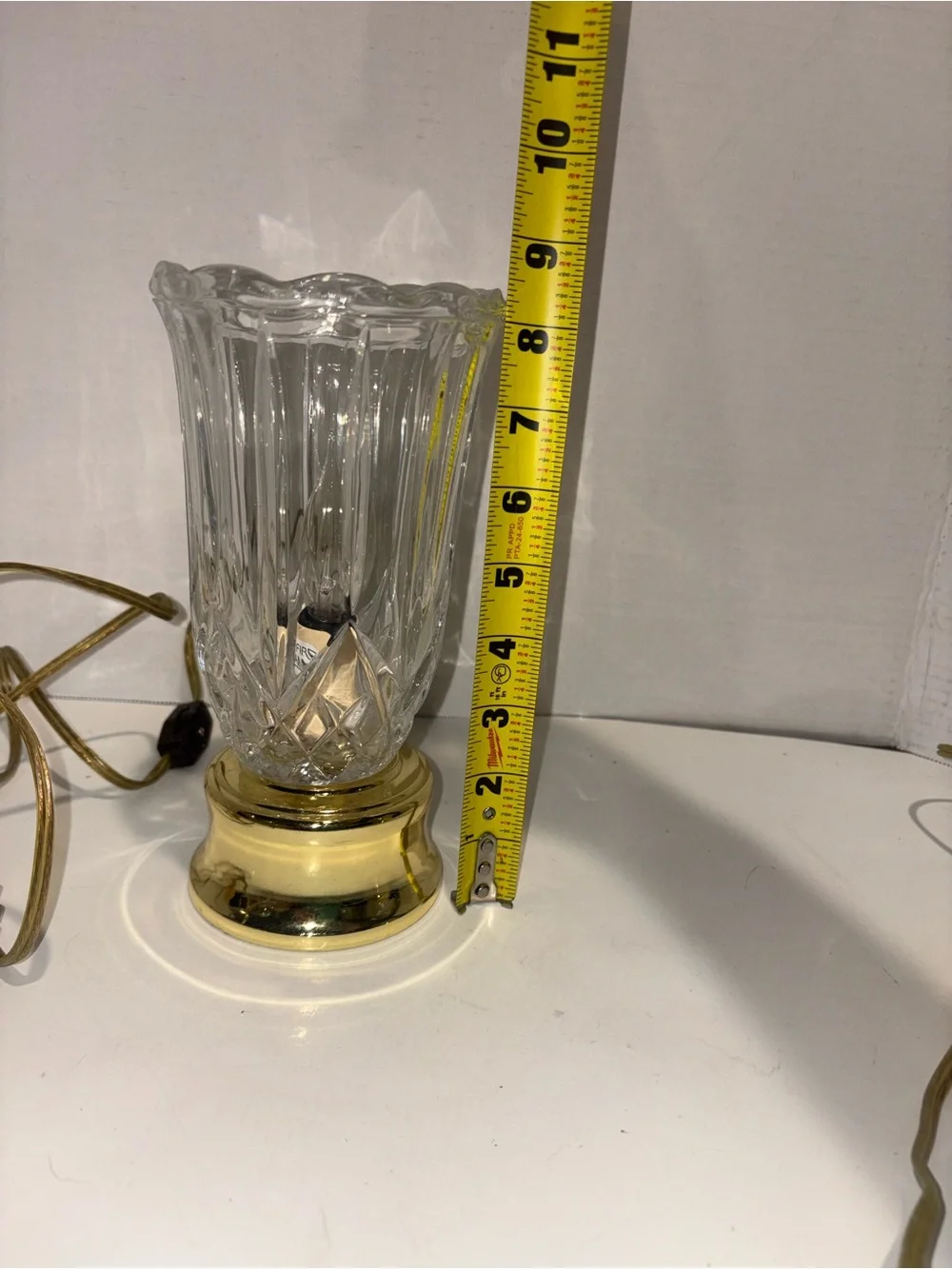 Crystal Glass and Gold Table Lamp Pair - Clear and Gold